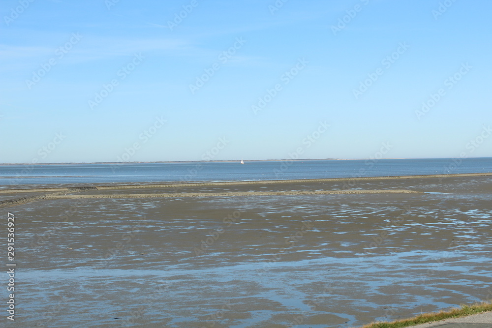 The Wadden Sea near Bensersiel, Northern Germany, at low tide - UNESCO World Heritage Site