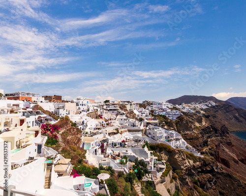 scenic view of the atoll Santorini , picturesque greek town with white buildings © Yaroslav