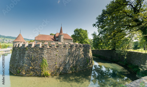 medieval 12th century water castle of Hallwyl in Switzerland
