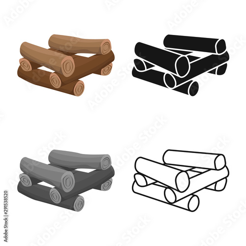 Isolated object of log and firewood icon. Set of log and trunk stock symbol for web.