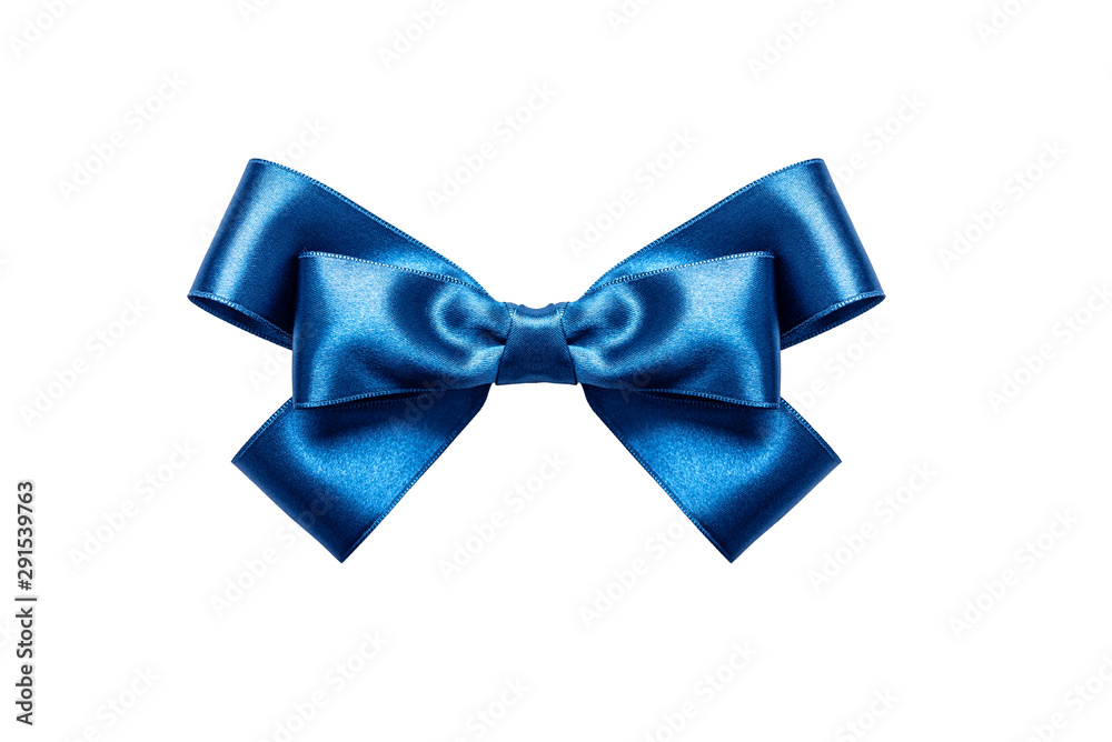 A blue ribbon with a bow on a white. A blue ribbon with a bow on a white.