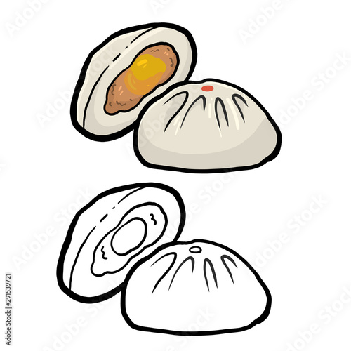 Chinese steamed bun, dim sum Chinese traditional food.  Vector illustration