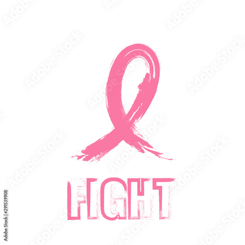 Vector Pink ribbon in Breast Cancer Awareness month symbol on pink background for help and motivation woman to fight with Breast Cancer,World Breast Cancer Concept
