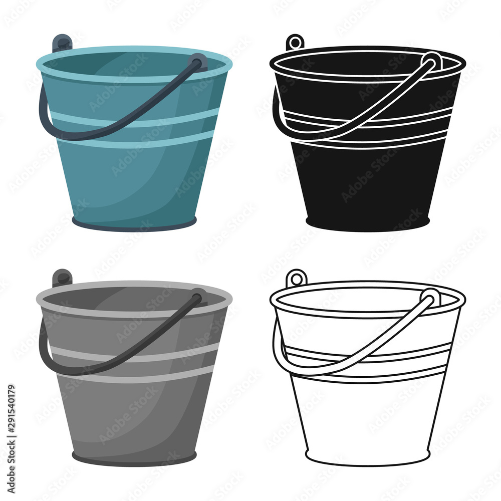 Isolated object of bucket and water symbol. Graphic of bucket and tin stock symbol for web. - obrazy, fototapety, plakaty 