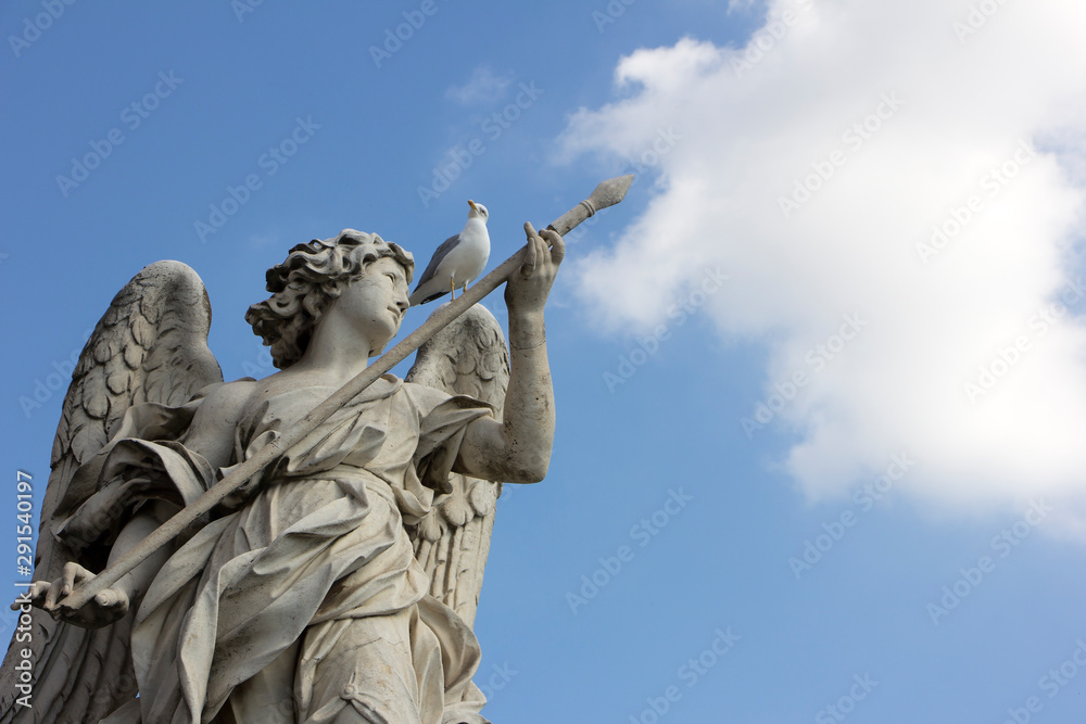Sculpture of Angel with the Lance (and bird on a wing), Ponte Sant'Angelo - Rome, Italy