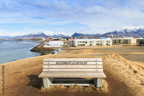 Hofn, the capital of South-East Iceland .It’s an Icelandic fishing town in the southeastern. It lies near Hornafjordur fjord. Scenic views of Vatnajokull photo