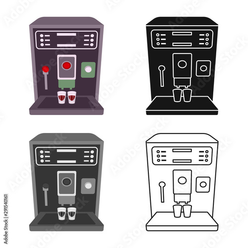 Vector design of coffee and machine sign. Graphic of coffee and maker stock vector illustration.