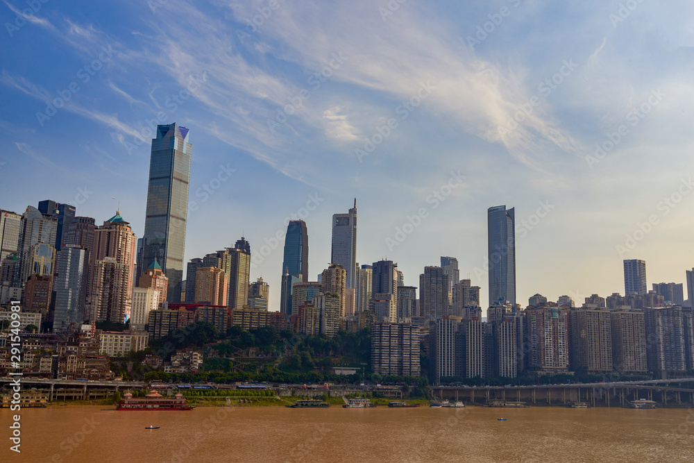 High-rise buildings in cities along the Yangtze River in Chongqing