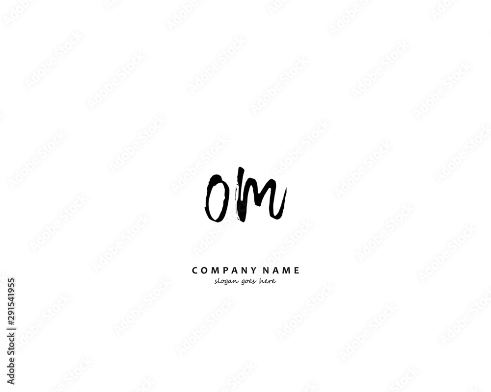 OM Initial handwriting logo vector	