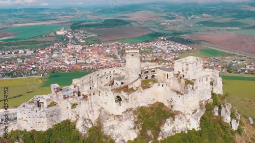 Aerial Drone view on Spis Castle. Slovakia. Ancient Castle, Spissky Hrad. photo