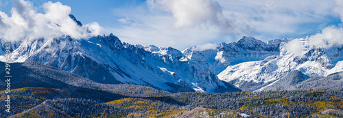 Panoramic of the San Juan Mountain Range. Beautiful and Colorful Colorado Rocky Mountain Autumn Scenery © Gary