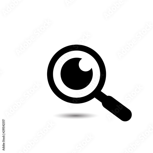 Magnifying glass with eye vector icon, isolated