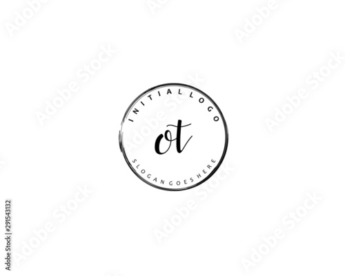 OT Initial handwriting logo vector 