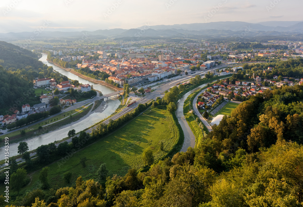 Town of Celje, Slovenia, and Surrounding Landscape