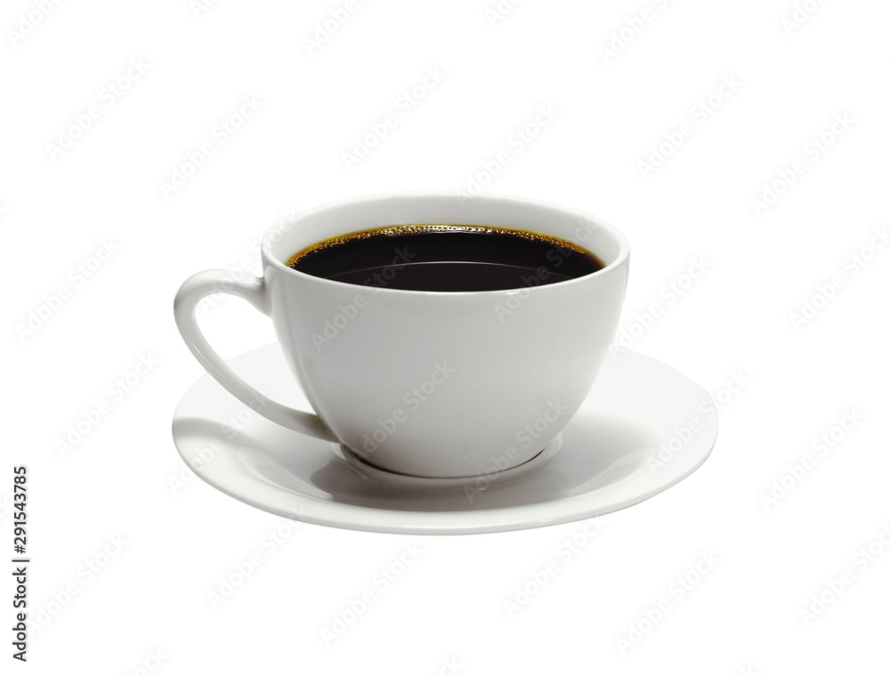 Black coffee in a white coffee cup. closeup isolated on white background. With Clipping path Black coffee in a white coffee cup. closeup isolated on white background. With Clipping path