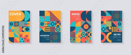 Vintage retro bauhaus design vector covers set