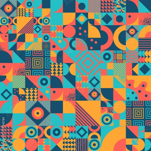 Vintage bauhaus art design vector seamless pattern