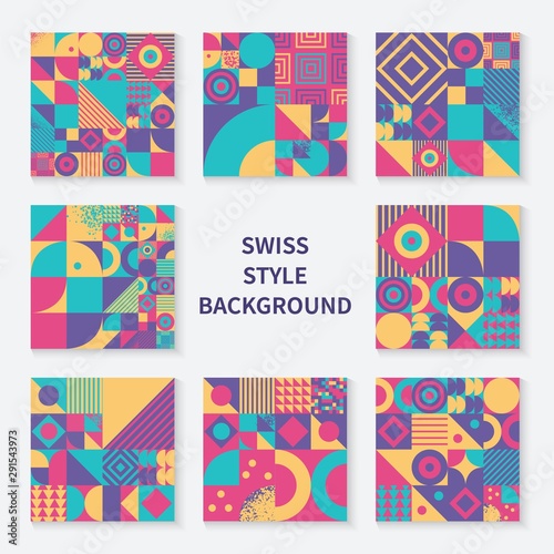 Vintage retro bauhaus design vector covers set.
