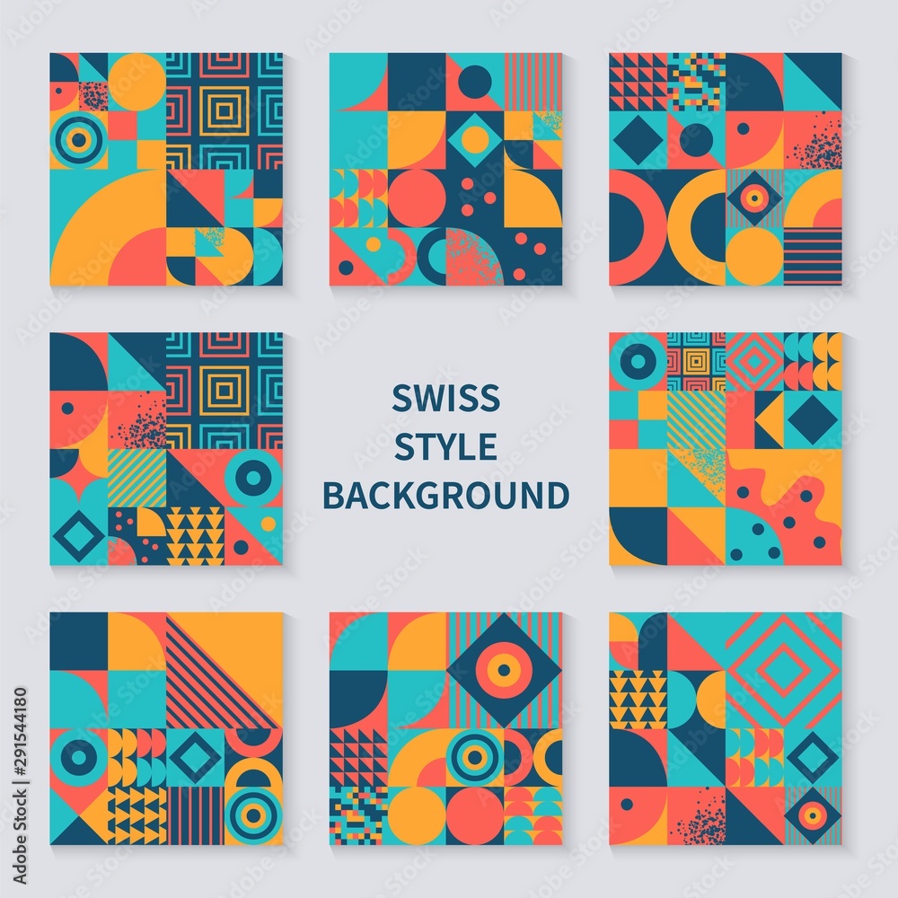 Obraz premium Vintage retro bauhaus design vector covers set.