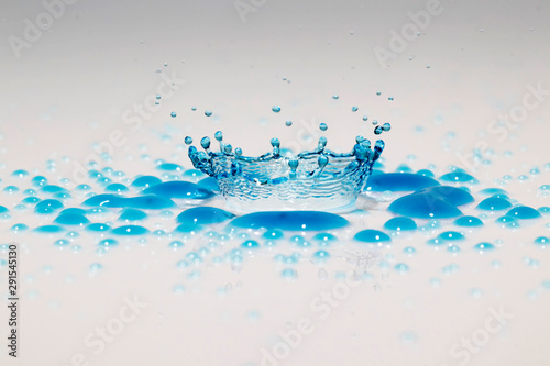 water splash with reflection, isolated on white background