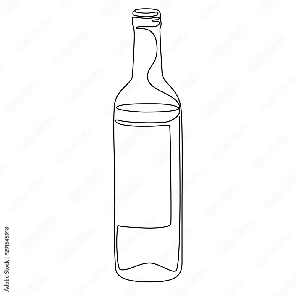 Continuous line drawing. Bottle of wine. Vector illustration. Continuous line drawing. Bottle of wine. Vector illustration.
