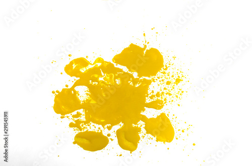 Foto Abstract background Yellow Acrylic Paint. on white Background