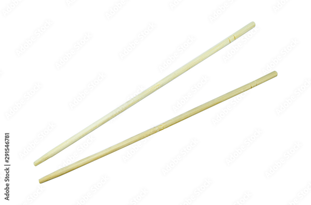 Chopsticks bamboo japanese isolated with clipping path on white background Chopsticks bamboo japanese isolated with clipping path on white background