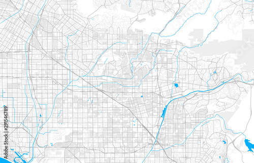 Rich detailed vector map of Fullerton, California, USA