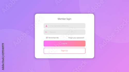 Web site login screen. Web design. Interface Elements Template.