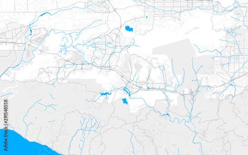 Rich detailed vector map of Thousand Oaks, California, USA
