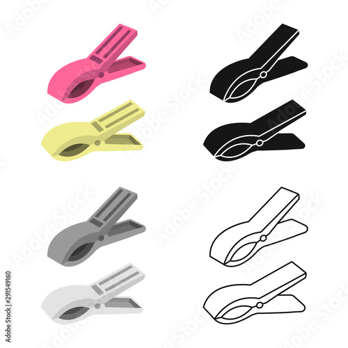 Isolated object of clothespeg and plastic icon. Set of clothespeg and pin vector icon for stock.