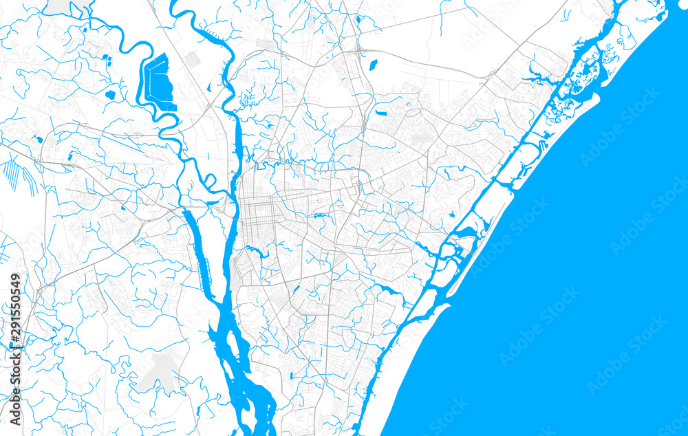 Rich detailed vector map of Wilmington, North Carolina, USA Stock