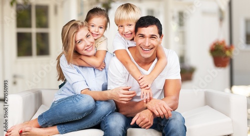 Beautiful smiling Lovely family in park