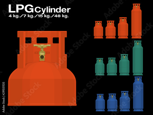 Set of Isolated gas cylinder on transparent background