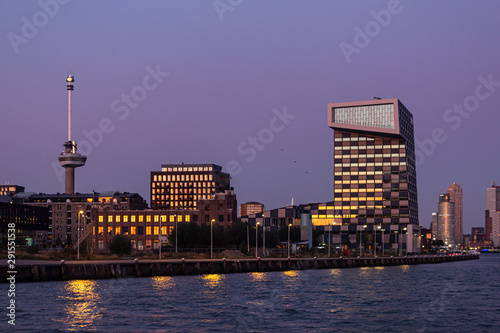 Building of the Netherlands Maritime University specialised in shipping, logistics, transport, ports and process industry at golden hour sunset photo