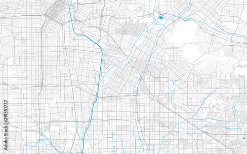 Rich detailed vector map of Downey, California, USA