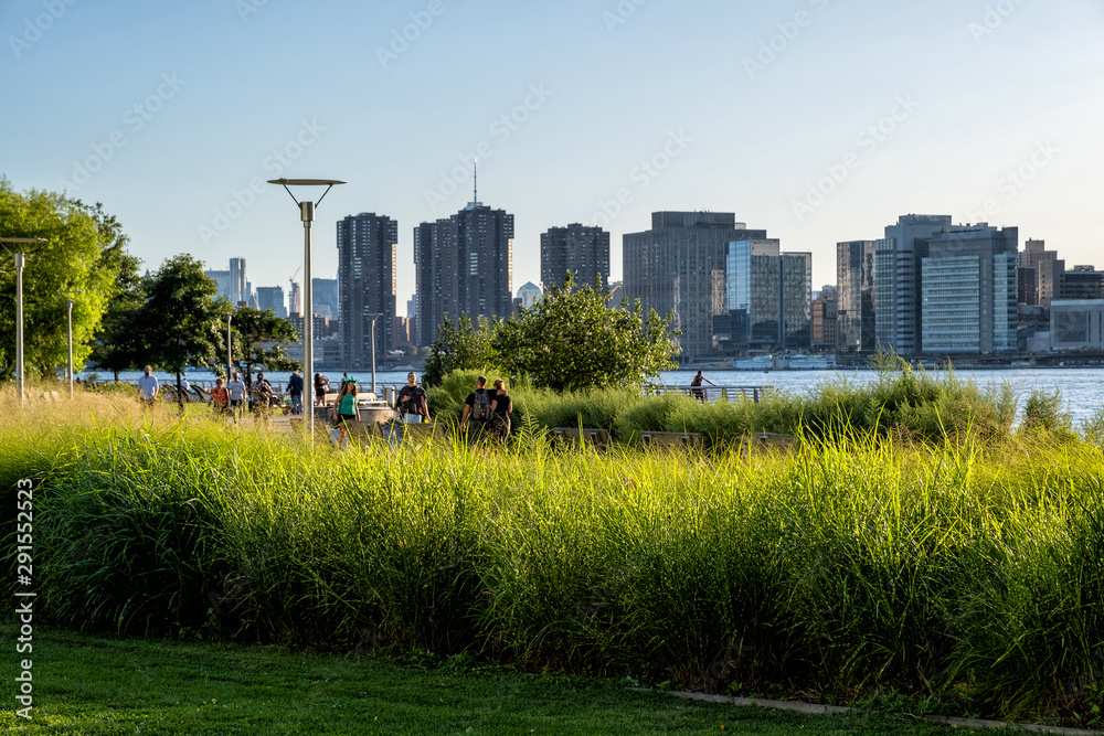 The buildings of  Long Island City view from Gantry Plaza State Park Recreational Dock