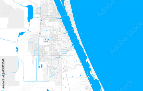 Rich detailed vector map of Palm Bay, Florida, USA