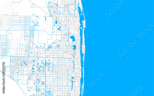 Rich detailed vector map of West Palm Beach, Florida, USA