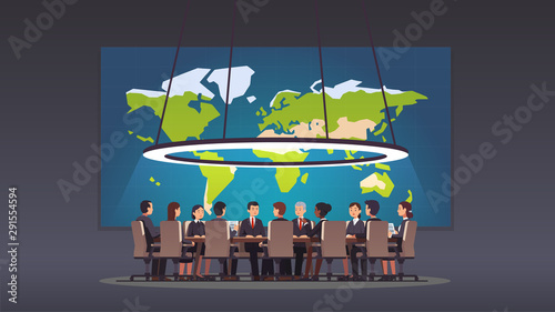 Politicians group authority sitting at round table