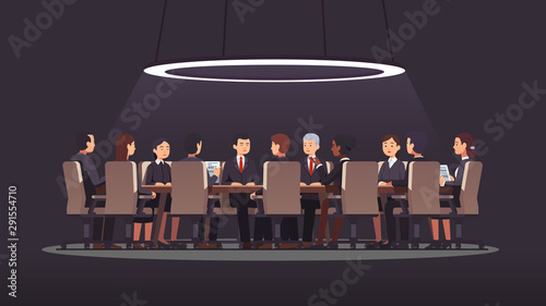 Fotografija Shadow government meeting talks at big round table