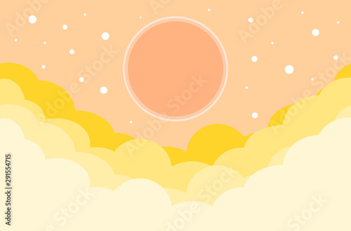 The moon shines on the clouds