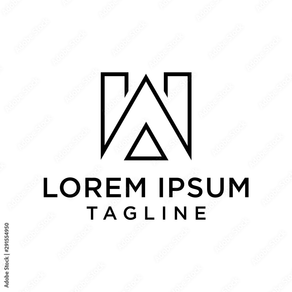 Initial letter logo AW, WA,  logo template