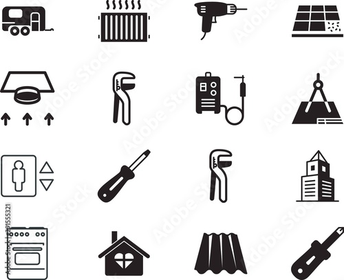 home vector icon set such as: arrow, stove, cook, open, trip, tourism, fan, blower, ventilation, outdoor, meal, wait, summer, cooker, weld, ceramic, cold, compass, panel, winter, city, flow, romantic