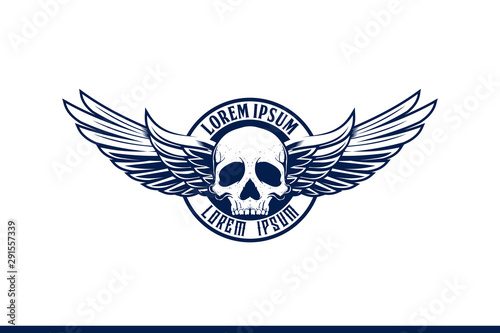 skull with wing vector emblem logo template