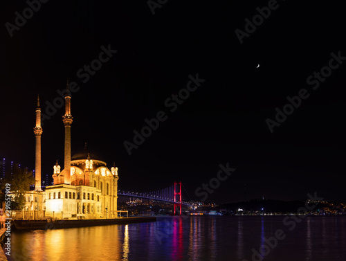 Night view of the Ortakoy Mosque, Istanbul, Turkey