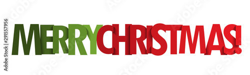 MERRY CHRISTMAS red and green vector typography banner