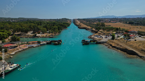 Wallpaper Mural Aerial bird's eye view photo taken by drone of stand up paddle surfers in annual SUP crossing competition in Corinth Canal, Greece Torontodigital.ca