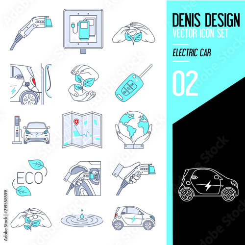 Elektroauto Vektor Icons Ladestation Ladestecker Elektrofahrzeug