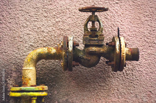 Gas pipe that is not used. faucet on a very old gas pipe